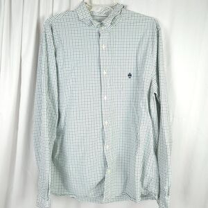 Brooks Brothers Red Fleece Men 2XL XXL White Plaid Long Sleeve Button Down Shirt